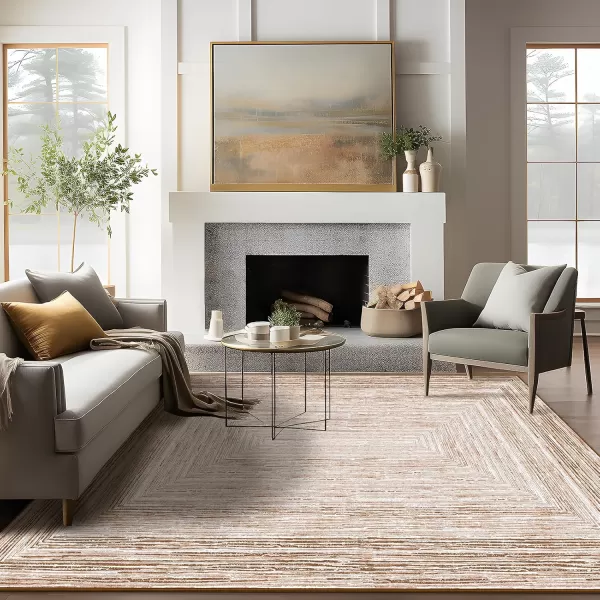 Phantoscope Geometry Collection Area Rug 6x9  Large Living Room Rug  Washable Rug Boho Rugs NonSlip for Bedroom Dining Room LowPile Floor Carpet Modern Accent Rug BlueNeutralSoft BrownNeutral