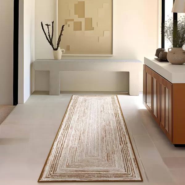 Phantoscope Geometry Collection Area Rug 6x9  Large Living Room Rug  Washable Rug Boho Rugs NonSlip for Bedroom Dining Room LowPile Floor Carpet Modern Accent Rug BlueNeutralSoft BrownNeutral
