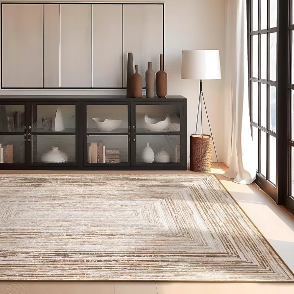 Phantoscope Geometry Collection Area Rug 6x9  Large Living Room Rug  Washable Rug Boho Rugs NonSlip for Bedroom Dining Room LowPile Floor Carpet Modern Accent Rug BlueNeutralSoft BrownNeutral