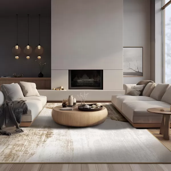 Phantoscope Geometry Collection Area Rug 6x9  Large Living Room Rug  Washable Rug Boho Rugs NonSlip for Bedroom Dining Room LowPile Floor Carpet Modern Accent Rug BlueNeutralLight BrownBeige