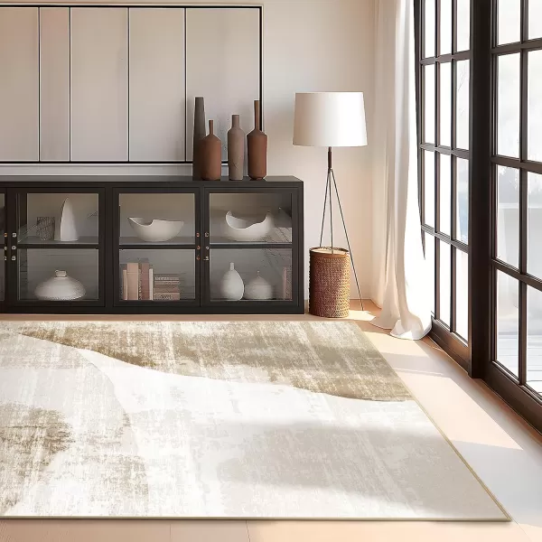 Phantoscope Geometry Collection Area Rug 6x9  Large Living Room Rug  Washable Rug Boho Rugs NonSlip for Bedroom Dining Room LowPile Floor Carpet Modern Accent Rug BlueNeutralLight BrownBeige