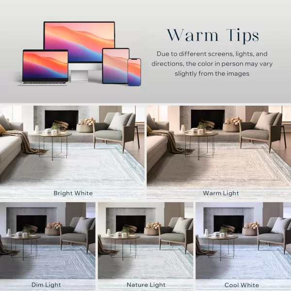 Phantoscope Geometry Collection Area Rug 6x9  Large Living Room Rug  Washable Rug Boho Rugs NonSlip for Bedroom Dining Room LowPile Floor Carpet Modern Accent Rug BlueNeutralBlueNeutral