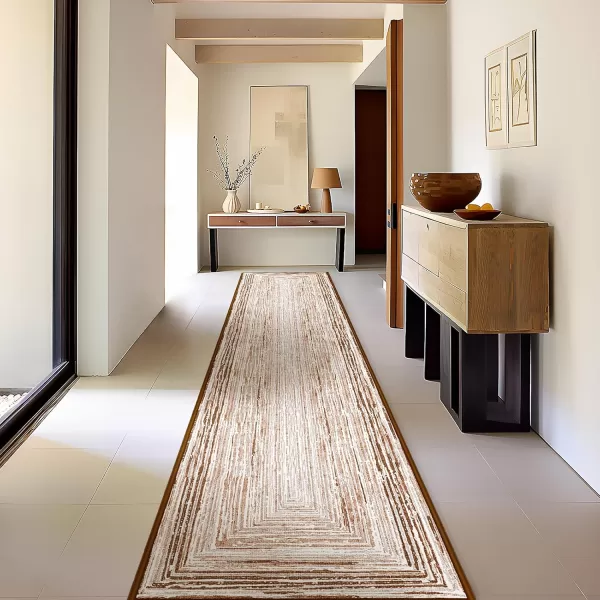 Phantoscope Geometry Collection Area Rug 6x9  Large Living Room Rug  Washable Rug Boho Rugs NonSlip for Bedroom Dining Room LowPile Floor Carpet Modern Accent Rug BlueNeutralSoft BrownNeutral