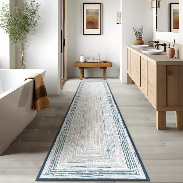 Phantoscope Geometry Collection Area Rug 6x9  Large Living Room Rug  Washable Rug Boho Rugs NonSlip for Bedroom Dining Room LowPile Floor Carpet Modern Accent Rug BlueNeutralBlueNeutral