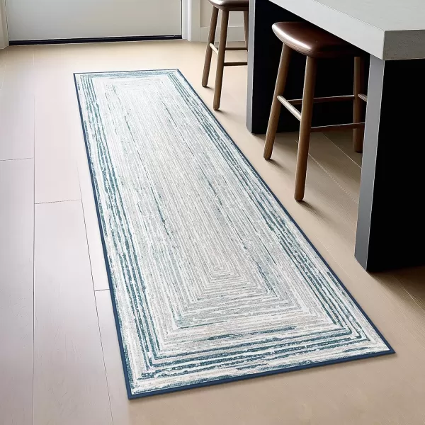 Phantoscope Geometry Collection Area Rug 6x9  Large Living Room Rug  Washable Rug Boho Rugs NonSlip for Bedroom Dining Room LowPile Floor Carpet Modern Accent Rug BlueNeutralBlueNeutral