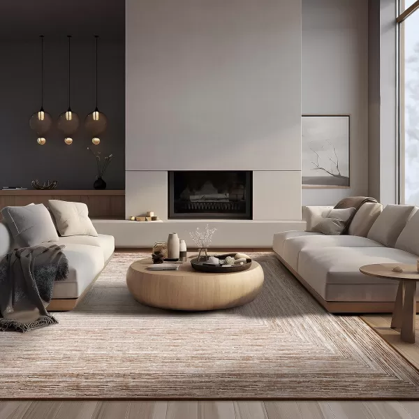 Phantoscope Geometry Collection Area Rug 6x9  Large Living Room Rug  Washable Rug Boho Rugs NonSlip for Bedroom Dining Room LowPile Floor Carpet Modern Accent Rug BlueNeutralSoft BrownNeutral
