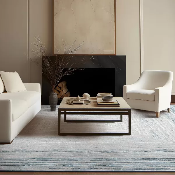 Phantoscope Geometry Collection Area Rug 6x9  Large Living Room Rug  Washable Rug Boho Rugs NonSlip for Bedroom Dining Room LowPile Floor Carpet Modern Accent Rug BlueNeutralBlueNeutral