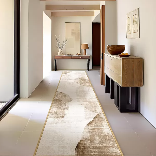 Phantoscope Geometry Collection Area Rug 6x9  Large Living Room Rug  Washable Rug Boho Rugs NonSlip for Bedroom Dining Room LowPile Floor Carpet Modern Accent Rug BlueNeutralLight BrownBeige