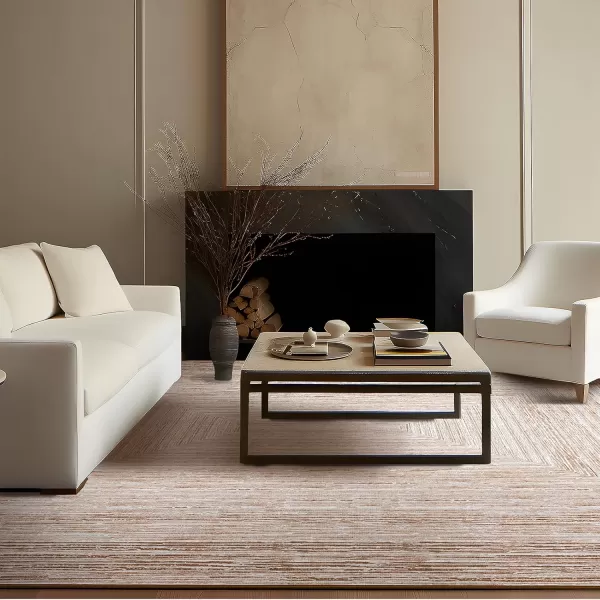 Phantoscope Geometry Collection Area Rug 6x9  Large Living Room Rug  Washable Rug Boho Rugs NonSlip for Bedroom Dining Room LowPile Floor Carpet Modern Accent Rug BlueNeutralSoft BrownNeutral