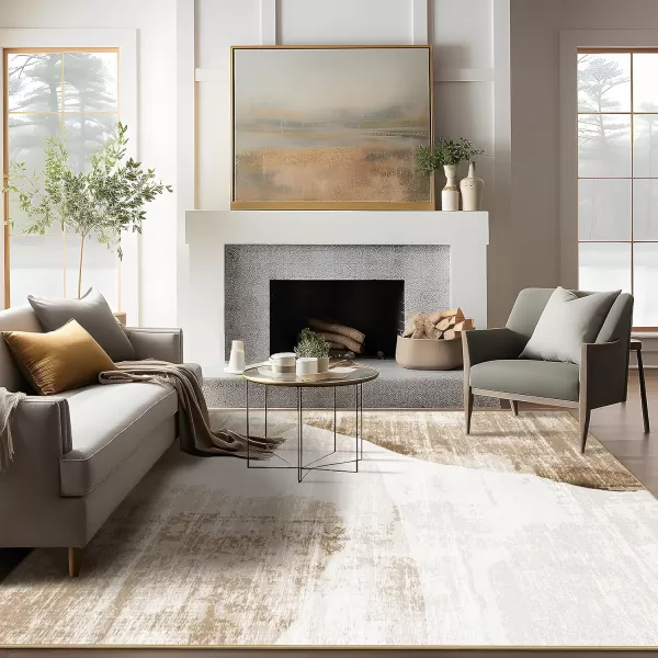 Phantoscope Geometry Collection Area Rug 6x9  Large Living Room Rug  Washable Rug Boho Rugs NonSlip for Bedroom Dining Room LowPile Floor Carpet Modern Accent Rug BlueNeutralLight BrownBeige
