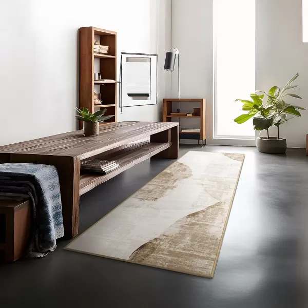 Phantoscope Geometry Collection Area Rug 6x9  Large Living Room Rug  Washable Rug Boho Rugs NonSlip for Bedroom Dining Room LowPile Floor Carpet Modern Accent Rug BlueNeutralLight BrownBeige