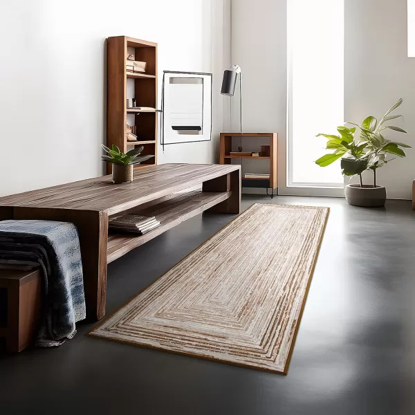 Phantoscope Geometry Collection Area Rug 6x9  Large Living Room Rug  Washable Rug Boho Rugs NonSlip for Bedroom Dining Room LowPile Floor Carpet Modern Accent Rug BlueNeutralSoft BrownNeutral