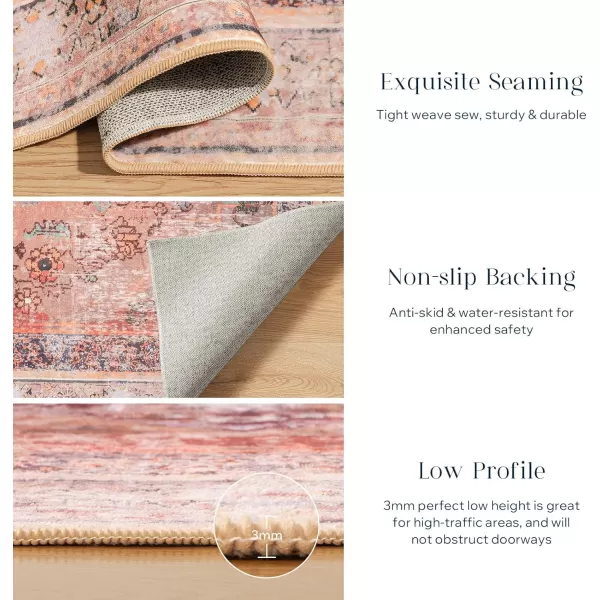 Phantoscope Hallway Runner Rug 2x8  Boho Washable NonSlip Kitchen Rug Runner UltraThin Vintage Distressed Accent Throw Rug for Entryway Laundry Bathroom Bedroom GreyDull TealRustMulti