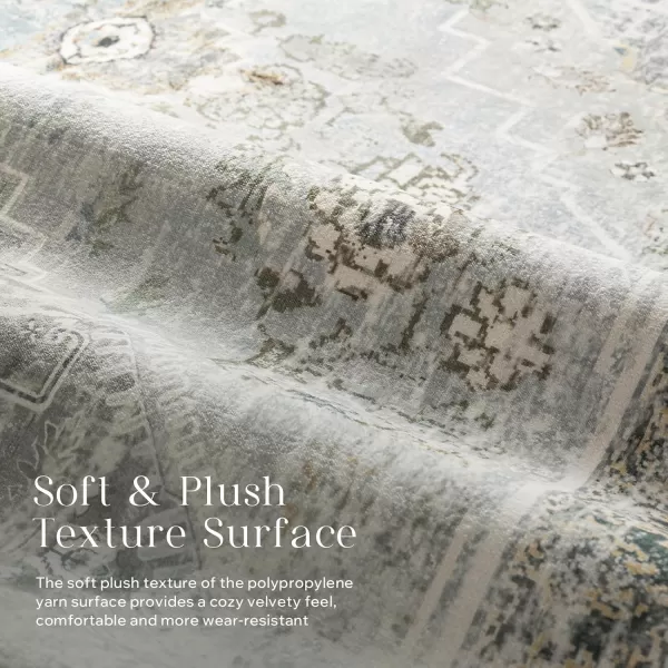 Phantoscope Hallway Runner Rug 2x8  Boho Washable NonSlip Kitchen Rug Runner UltraThin Vintage Distressed Accent Throw Rug for Entryway Laundry Bathroom Bedroom GreyDull TealGreyDull Teal