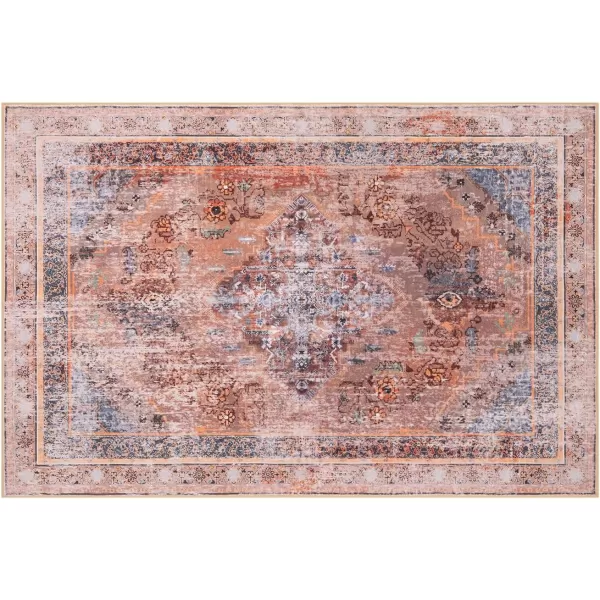 Phantoscope Hallway Runner Rug 2x8  Boho Washable NonSlip Kitchen Rug Runner UltraThin Vintage Distressed Accent Throw Rug for Entryway Laundry Bathroom Bedroom GreyDull TealRustMulti
