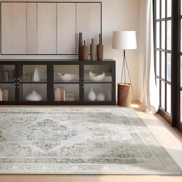Phantoscope Hallway Runner Rug 2x8  Boho Washable NonSlip Kitchen Rug Runner UltraThin Vintage Distressed Accent Throw Rug for Entryway Laundry Bathroom Bedroom GreyDull TealGreyDull Teal