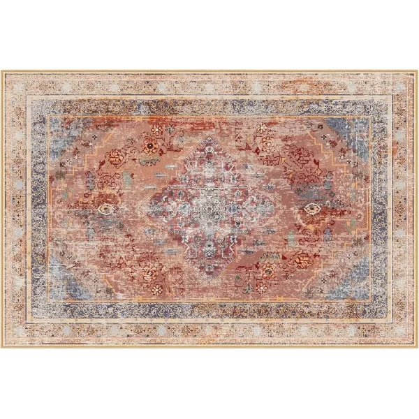 Phantoscope Hallway Runner Rug 2x8  Boho Washable NonSlip Kitchen Rug Runner UltraThin Vintage Distressed Accent Throw Rug for Entryway Laundry Bathroom Bedroom GreyDull TealRustMulti