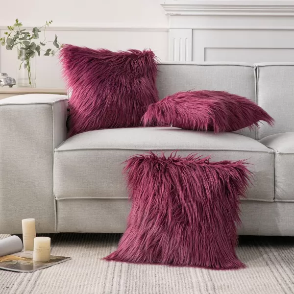Phantoscope Pack of 2 Faux Fur Solid Throw Decorative Pillow Cover Cushion Covers Luxury Soft Halloween Decorative Pillowcase Fuzzy Pillow Covers for BedCouch Cream White 18 x 18 InchesPurple