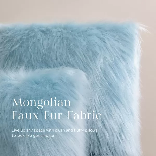 Phantoscope Pack of 2 Faux Fur Solid Throw Decorative Pillow Cover Cushion Covers Luxury Soft Halloween Decorative Pillowcase Fuzzy Pillow Covers for BedCouch Cream White 18 x 18 InchesLight Blue
