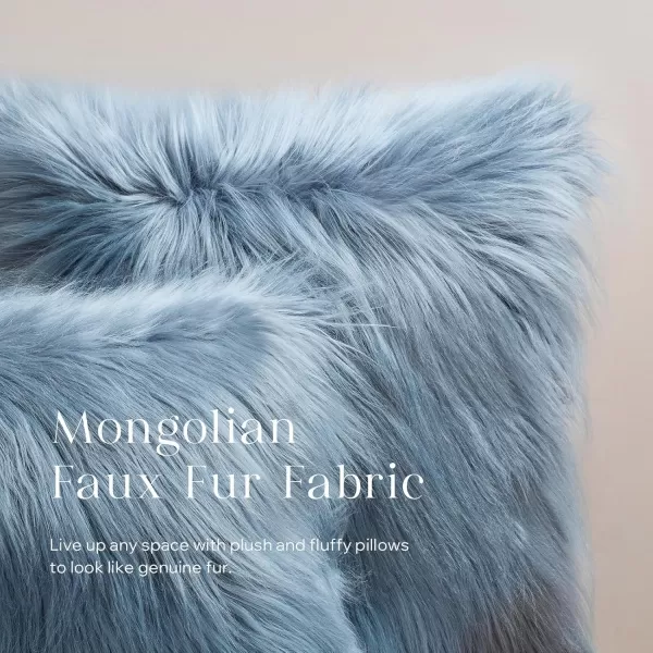 Phantoscope Pack of 2 Faux Fur Solid Throw Decorative Pillow Cover Cushion Covers Luxury Soft Halloween Decorative Pillowcase Fuzzy Pillow Covers for BedCouch Cream White 18 x 18 InchesBlue