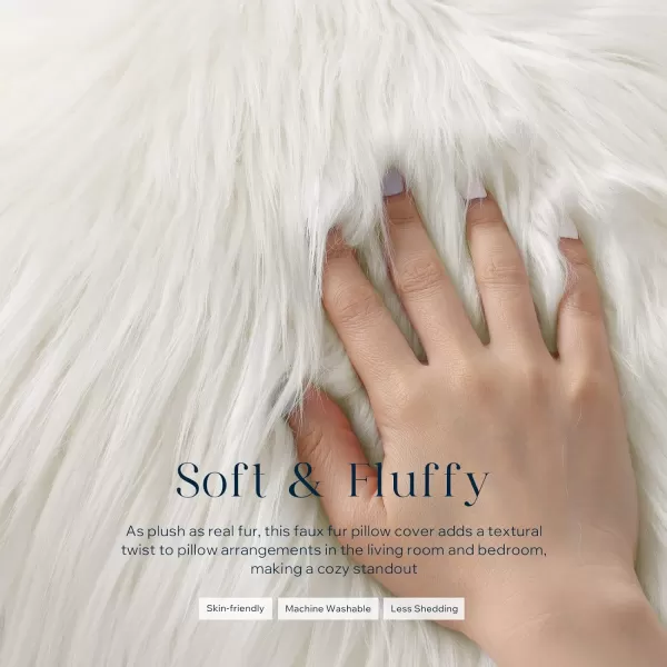 Phantoscope Pack of 2 Faux Fur Solid Throw Decorative Pillow Cover Cushion Covers Luxury Soft Halloween Decorative Pillowcase Fuzzy Pillow Covers for BedCouch Cream White 18 x 18 InchesCream White