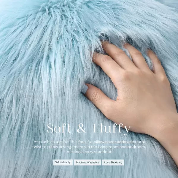 Phantoscope Pack of 2 Faux Fur Solid Throw Decorative Pillow Cover Cushion Covers Luxury Soft Halloween Decorative Pillowcase Fuzzy Pillow Covers for BedCouch Cream White 18 x 18 InchesLight Blue