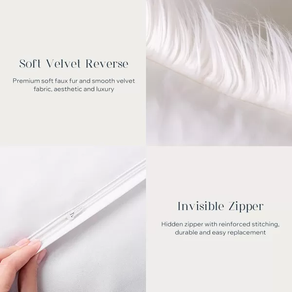 Phantoscope Pack of 2 Faux Fur Solid Throw Decorative Pillow Cover Cushion Covers Luxury Soft Halloween Decorative Pillowcase Fuzzy Pillow Covers for BedCouch Cream White 18 x 18 InchesWhite