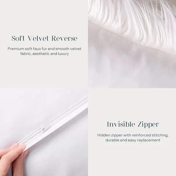 Phantoscope Pack of 2 Faux Fur Solid Throw Decorative Pillow Cover Cushion Covers Luxury Soft Halloween Decorative Pillowcase Fuzzy Pillow Covers for BedCouch Cream White 18 x 18 InchesCream White