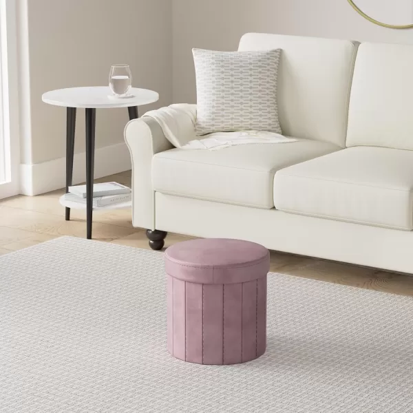 Phantoscope Storage Ottoman Round15 Inch Velvet Folding Storage Boxes Footrest Foot Ottoman Toy Box Padded Seat for Dorm Living Room Bedroom Support 220lbs Light GreenPurple
