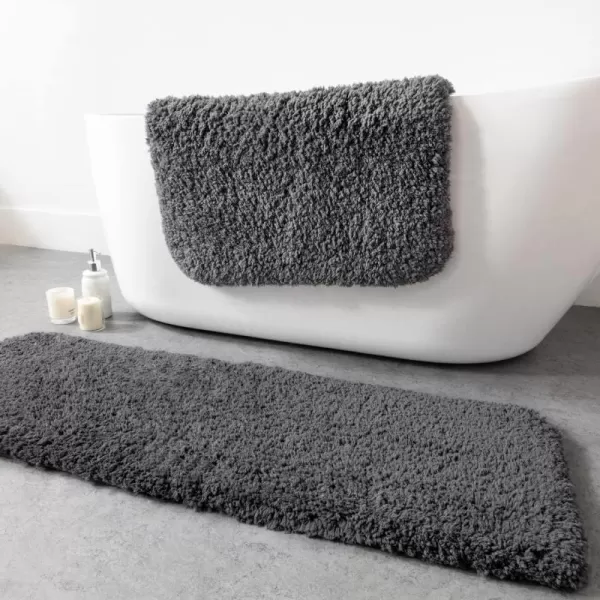 Phantoscope Bathroom Rugs  Set of 2 NonSlip Ultra Soft Microfiber Plush Bath Mat Water Absorbing Shower Rugs Sky Blue 17 x 24 ampamp 17 x 47 InchesDark Grey