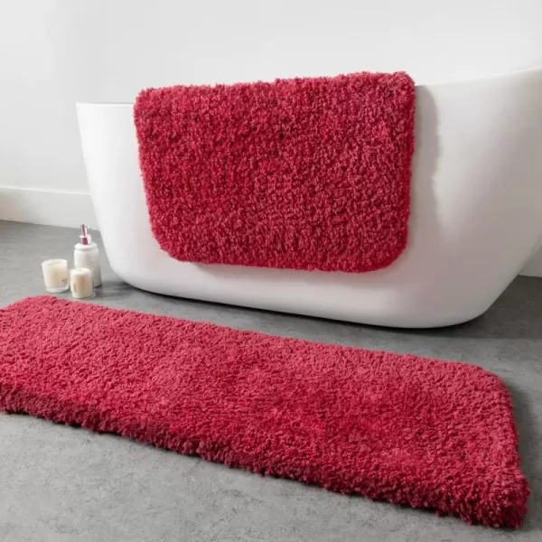 Phantoscope Bathroom Rugs  Set of 2 NonSlip Ultra Soft Microfiber Plush Bath Mat Water Absorbing Shower Rugs Sky Blue 17 x 24 ampamp 17 x 47 InchesRed