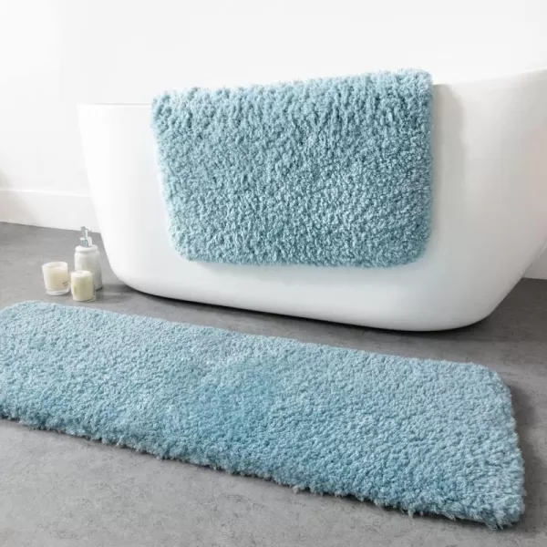 Phantoscope Bathroom Rugs  Set of 2 NonSlip Ultra Soft Microfiber Plush Bath Mat Water Absorbing Shower Rugs Sky Blue 17 x 24 ampamp 17 x 47 InchesSky Blue