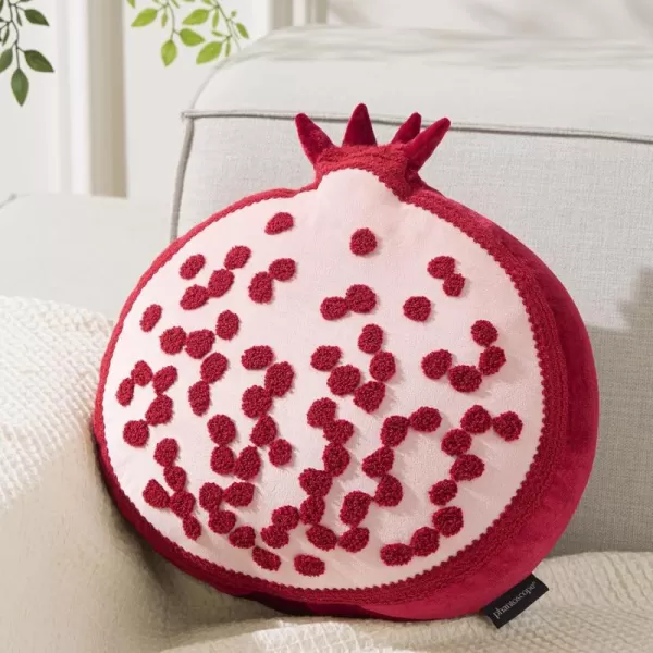 Phantoscope Fruit Shaped Pillows Series Acorn Shaped Throw Pillow Fun Home Decor of Fruit Themed Shaped Cushions Decorative Shaped Pillow for Couch Bed and Chair Beige and Brown 18 x15 inchesPomegranate Red