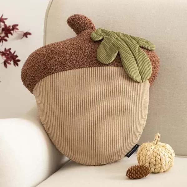 Phantoscope Fruit Shaped Pillows Series Acorn Shaped Throw Pillow Fun Home Decor of Fruit Themed Shaped Cushions Decorative Shaped Pillow for Couch Bed and Chair Beige and Brown 18 x15 inchesAcorn Brown