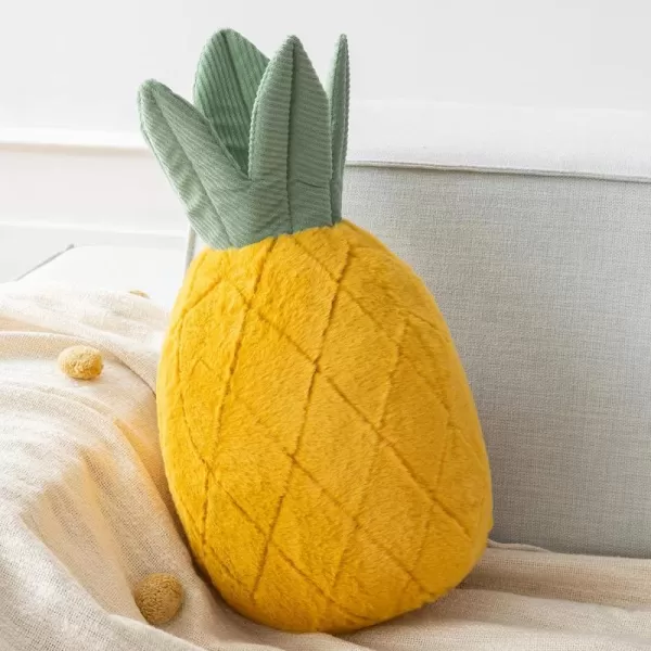 Phantoscope Fruit Shaped Pillows Series Acorn Shaped Throw Pillow Fun Home Decor of Fruit Themed Shaped Cushions Decorative Shaped Pillow for Couch Bed and Chair Beige and Brown 18 x15 inchesPineapple Yellow
