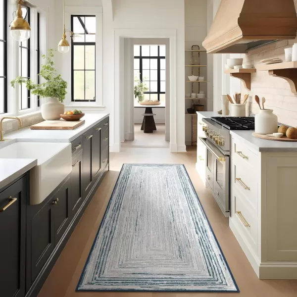 Phantoscope Geometry Collection Area Rug 6x9  Large Living Room Rug  Washable Rug Boho Rugs NonSlip for Bedroom Dining Room LowPile Floor Carpet Modern Accent Rug BlueNeutralBlueNeutral