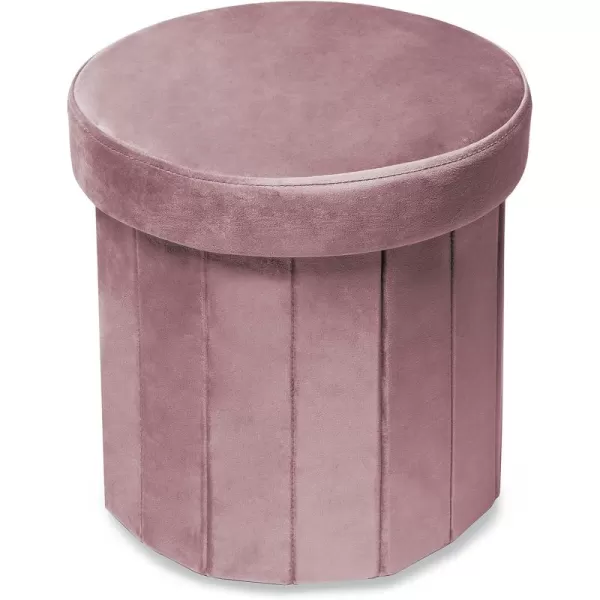 Phantoscope Storage Ottoman Round15 Inch Velvet Folding Storage Boxes Footrest Foot Ottoman Toy Box Padded Seat for Dorm Living Room Bedroom Support 220lbs Light GreenPurple
