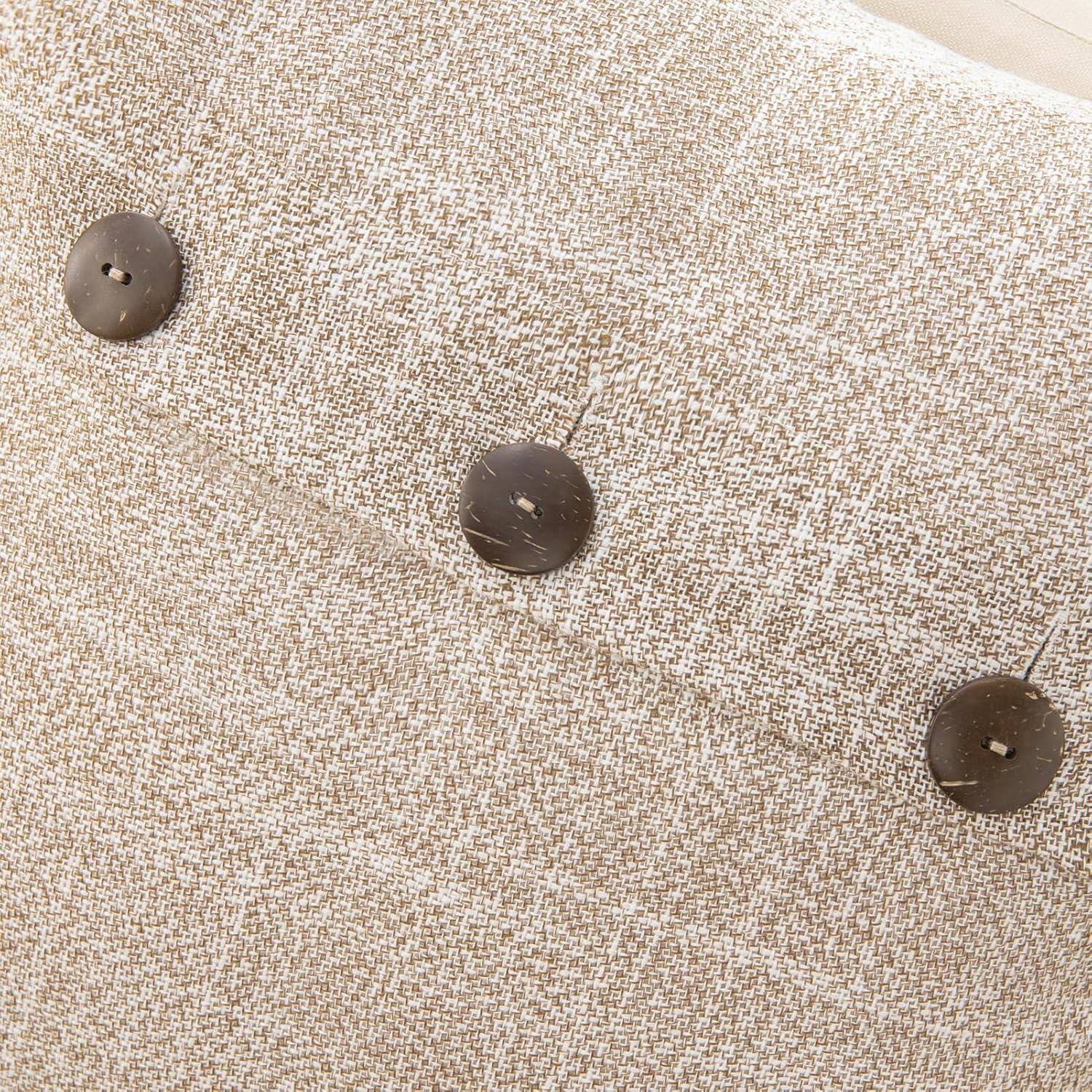 Phantoscope Farmhouse Throw Pillow Covers Triple Button Vintage Linen Solid Decorative Pillow Cover for Couch Bed and Chair Off White 18 x 18 inches 45 x 45 cm Pack of 2Beige