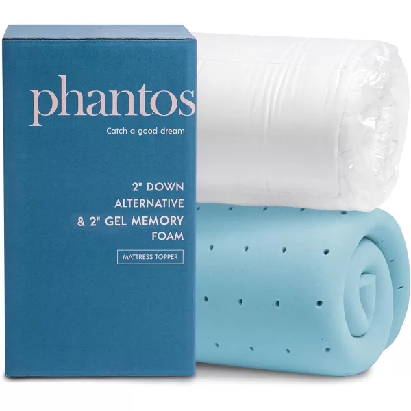Phantoscope 4 Inch Dual Layer Memory Foam Mattress Topper Queen Size 2 Inch Cooling Gel Memory Foam  2 Inch Cotton Pillow Top Cover Relieve Hip and Back Pain for Stomach and Side Sleepers White
