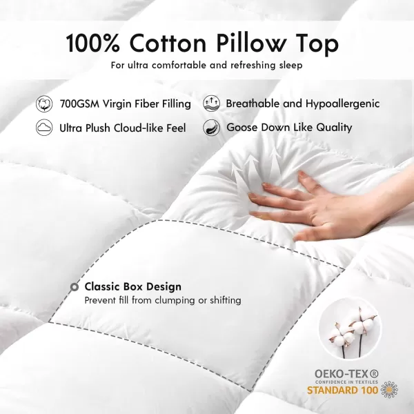 Phantoscope 4 Inch Dual Layer Memory Foam Mattress Topper Queen Size 2 Inch Cooling Gel Memory Foam  2 Inch Cotton Pillow Top Cover Relieve Hip and Back Pain for Stomach and Side Sleepers White