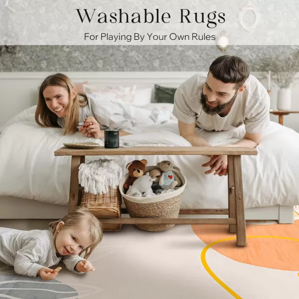 Phantoscope 8x10 Illustration Collection Area Rug Washable Living Room Rug NonSlip LowPile Abstract Plant Painting Carpet for Bedroom Dining Room Office Indoor Outdoor Printed Rug BeigeBeige