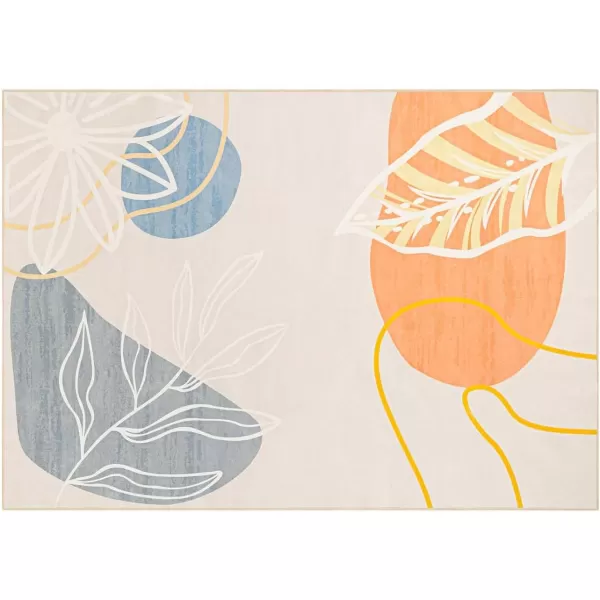 Phantoscope 8x10 Illustration Collection Area Rug Washable Living Room Rug NonSlip LowPile Abstract Plant Painting Carpet for Bedroom Dining Room Office Indoor Outdoor Printed Rug BeigeBeige