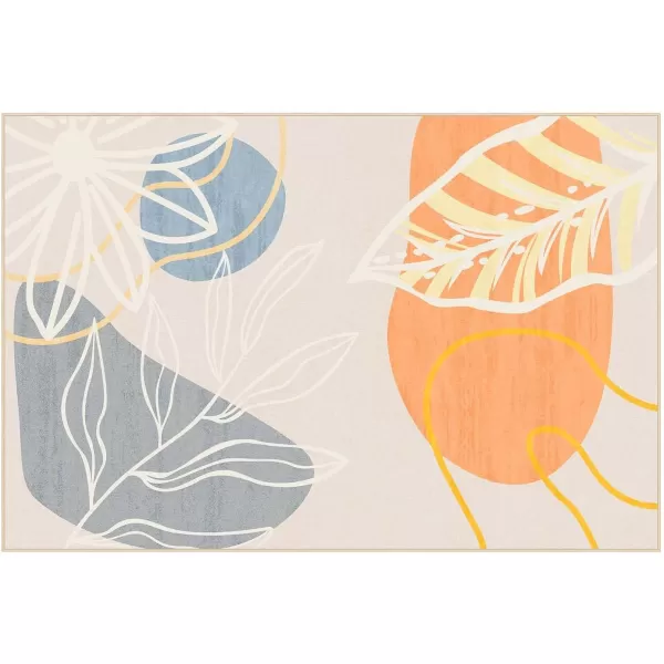 Phantoscope 8x10 Illustration Collection Area Rug Washable Living Room Rug NonSlip LowPile Abstract Plant Painting Carpet for Bedroom Dining Room Office Indoor Outdoor Printed Rug BeigeBeige