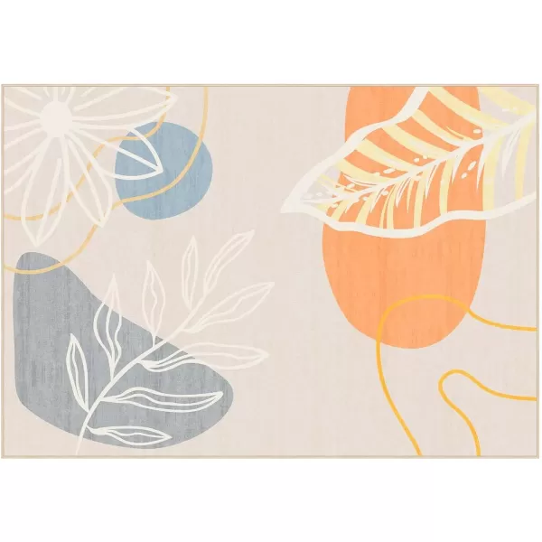 Phantoscope 8x10 Illustration Collection Area Rug Washable Living Room Rug NonSlip LowPile Abstract Plant Painting Carpet for Bedroom Dining Room Office Indoor Outdoor Printed Rug BeigeBeige