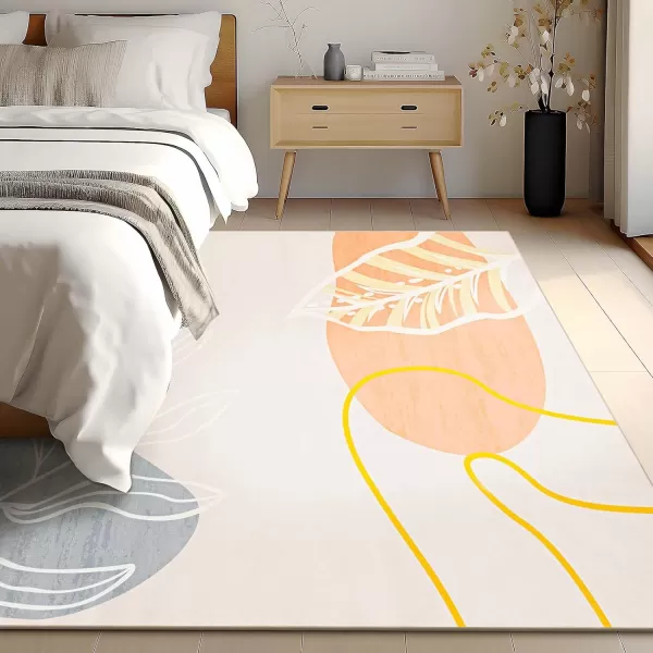 Phantoscope 8x10 Illustration Collection Area Rug Washable Living Room Rug NonSlip LowPile Abstract Plant Painting Carpet for Bedroom Dining Room Office Indoor Outdoor Printed Rug BeigeBeige