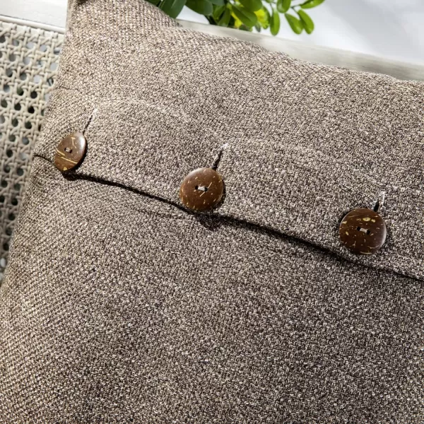 Phantoscope Farmhouse Throw Pillow Covers Triple Button Vintage Linen Solid Decorative Pillow Cover for Couch Bed and Chair Off White 18 x 18 inches 45 x 45 cm Pack of 2Coffee