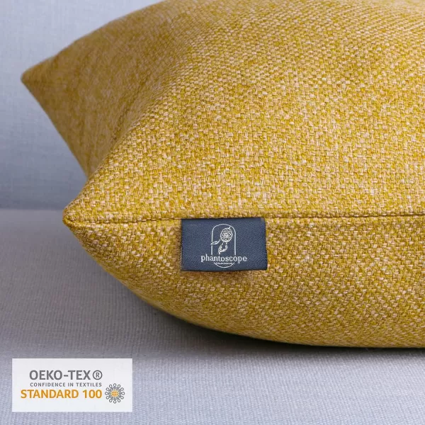 Phantoscope Farmhouse Throw Pillow Covers Triple Button Vintage Linen Solid Decorative Pillow Cover for Couch Bed and Chair Off White 18 x 18 inches 45 x 45 cm Pack of 2Yellow