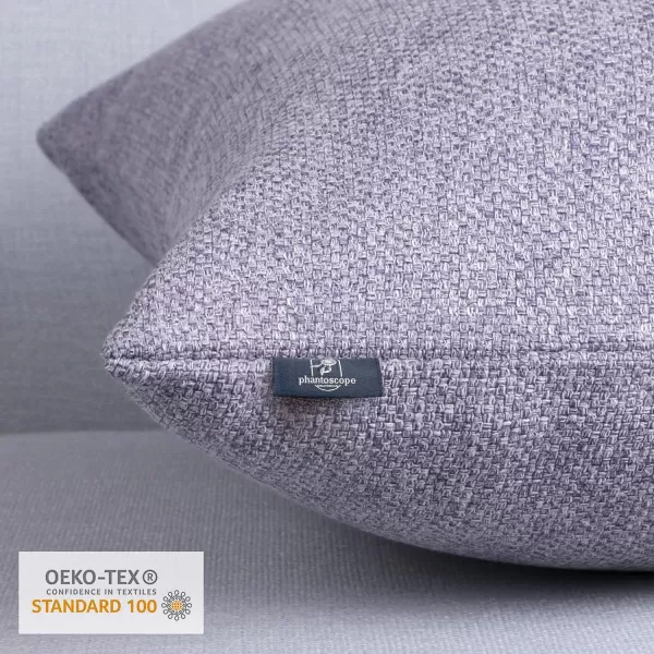 Phantoscope Farmhouse Throw Pillow Covers Triple Button Vintage Linen Solid Decorative Pillow Cover for Couch Bed and Chair Off White 18 x 18 inches 45 x 45 cm Pack of 2Light Purple
