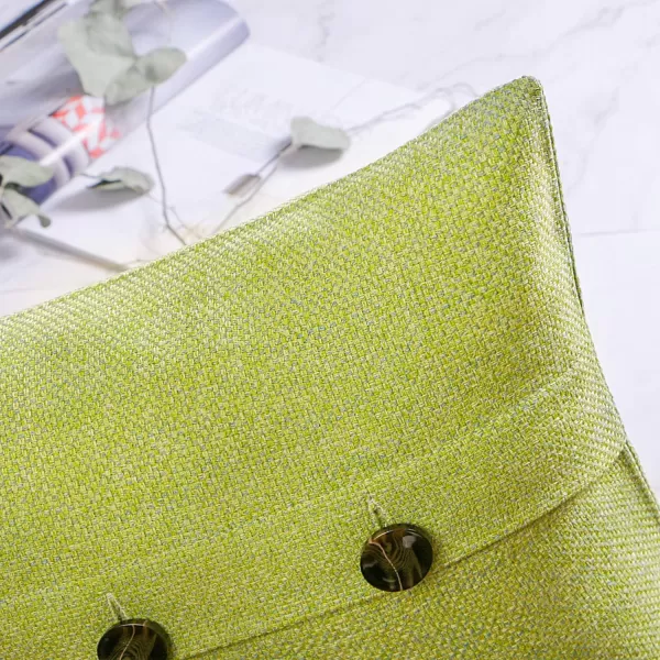 Phantoscope Farmhouse Throw Pillow Covers Triple Button Vintage Linen Solid Decorative Pillow Cover for Couch Bed and Chair Off White 18 x 18 inches 45 x 45 cm Pack of 2Yellow Green