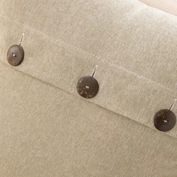 Phantoscope Farmhouse Throw Pillow Covers Triple Button Vintage Linen Solid Decorative Pillow Cover for Couch Bed and Chair Off White 18 x 18 inches 45 x 45 cm Pack of 2Light Beige